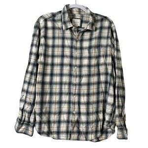 American Eagle Outfitters Plaid Shirt - Black Cream Warm Tones Men’s Size Large